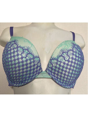 Victoria's Secret Very Sexy Womens Blue/Purple Lace Push-Up Pigeonnant Bra 32DDD